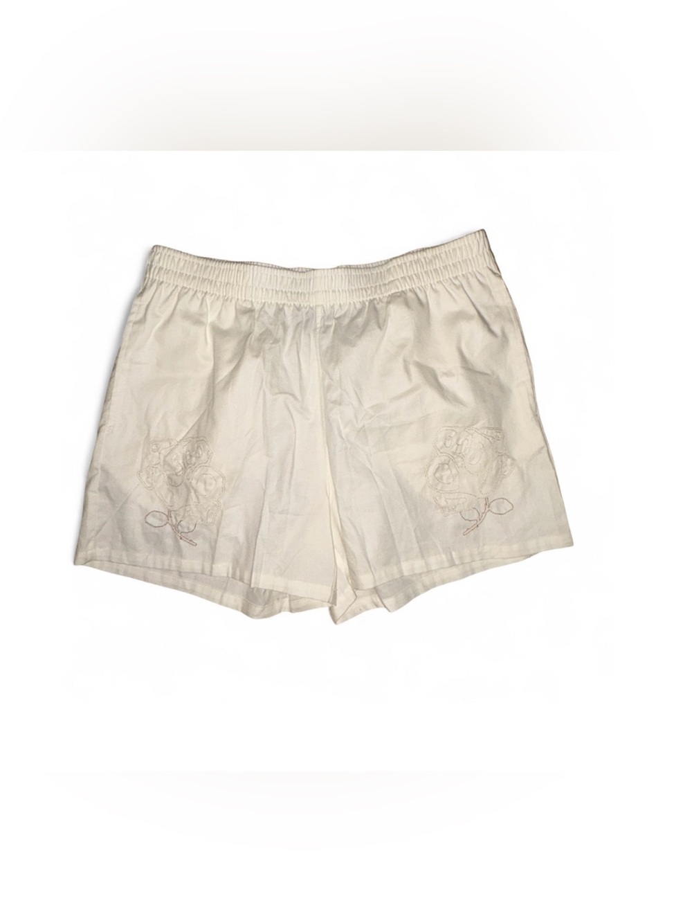 Jordan Cream Elastic Waist Embroidered Shorts